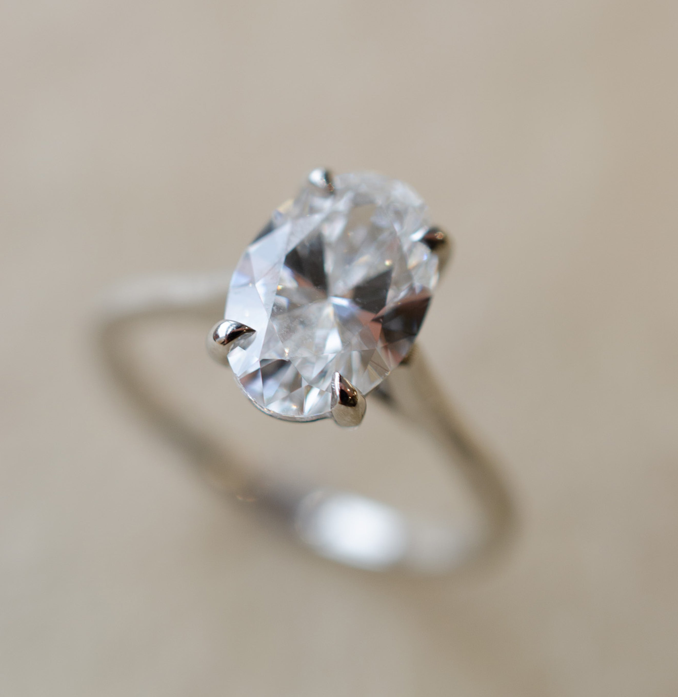 Oval Diamond Solitaire Engagement Ring In Platinum