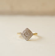 Diamond Milgrain Engagement Ring In Platinum & 18ct Yellow Gold