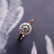 Rose Gold Round Brilliant Diamond Halo Engagement Ring