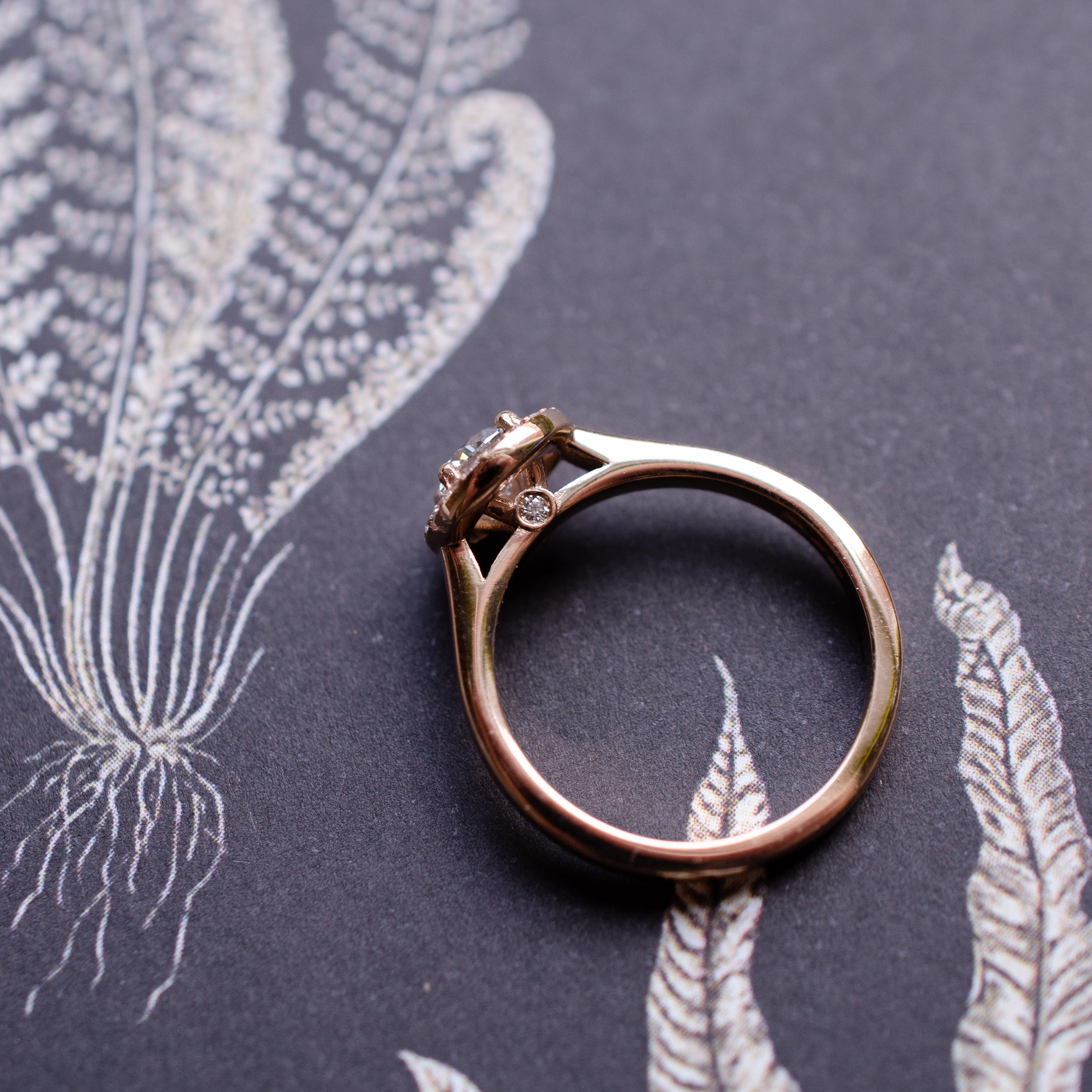 Rose Gold Round Brilliant Diamond Halo Engagement Ring