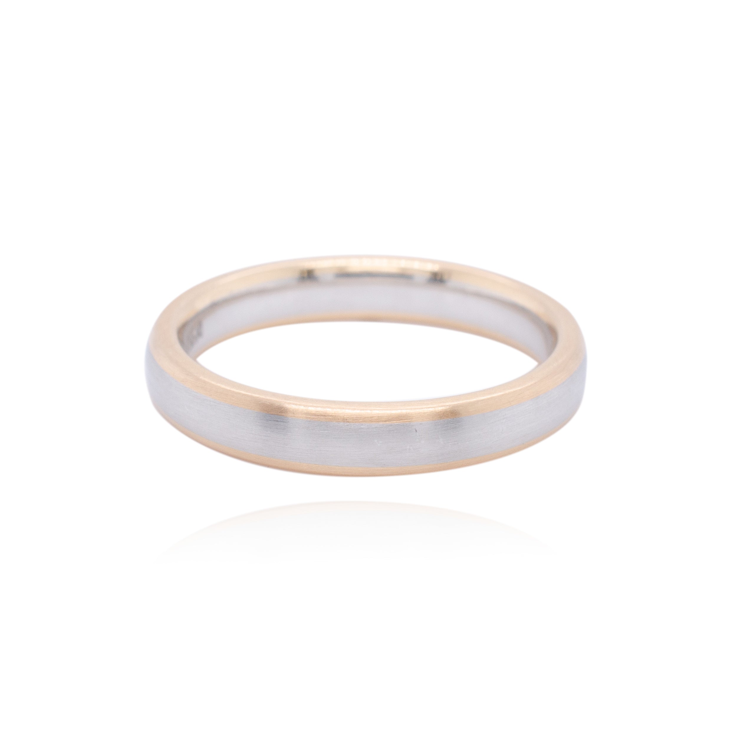 Mixed Metal Court Shape Mens Wedding Ring 4mm