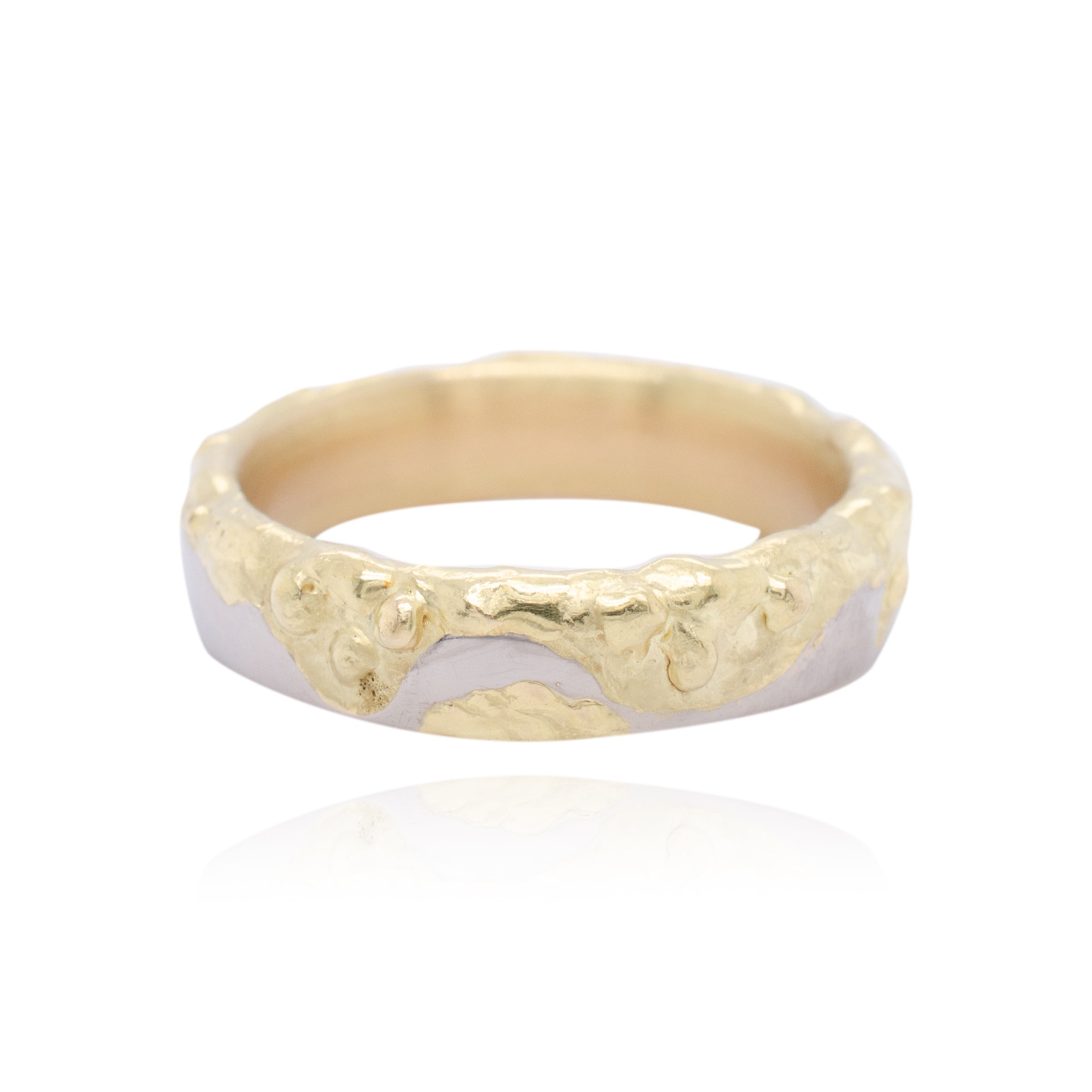 Textured Mixed Metal Mens Wedding Ring 5mm