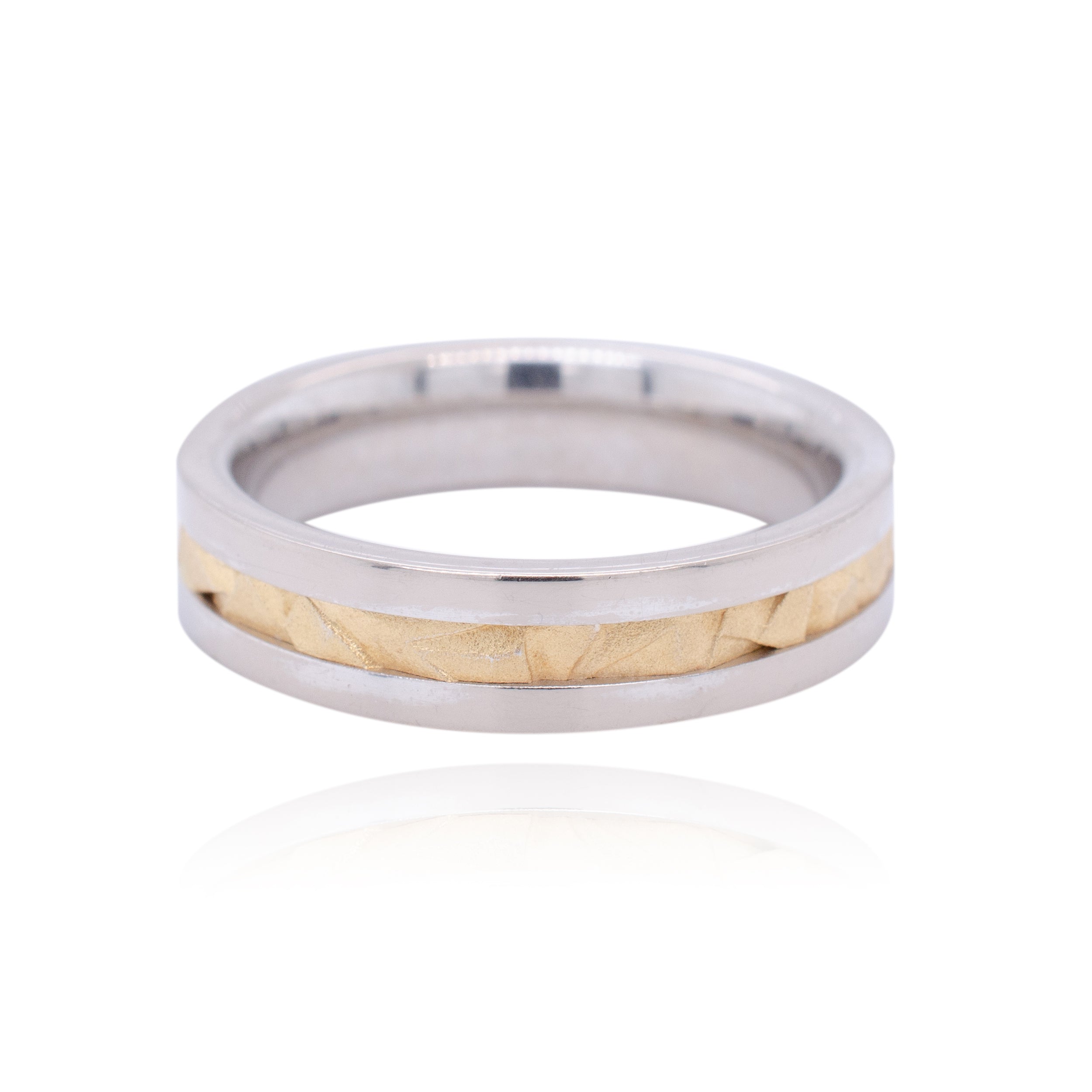 Angular Mixed Metal Mens Wedding Ring 6mm