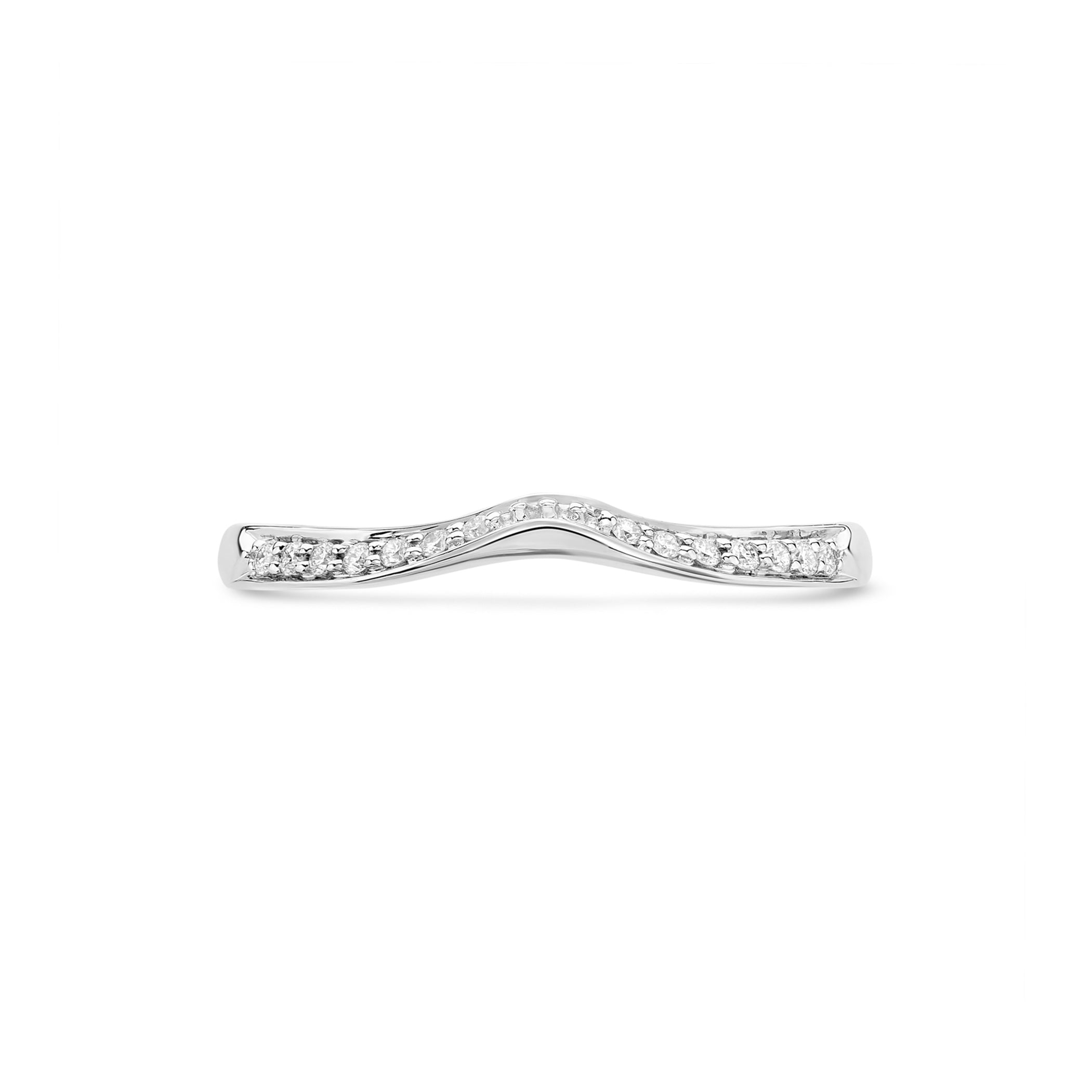 Diamond Set Fitted Wedding Ring in 18ct White Gold