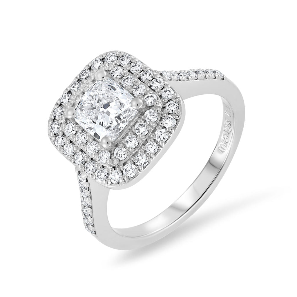 Square cushion cut on sale halo engagement rings