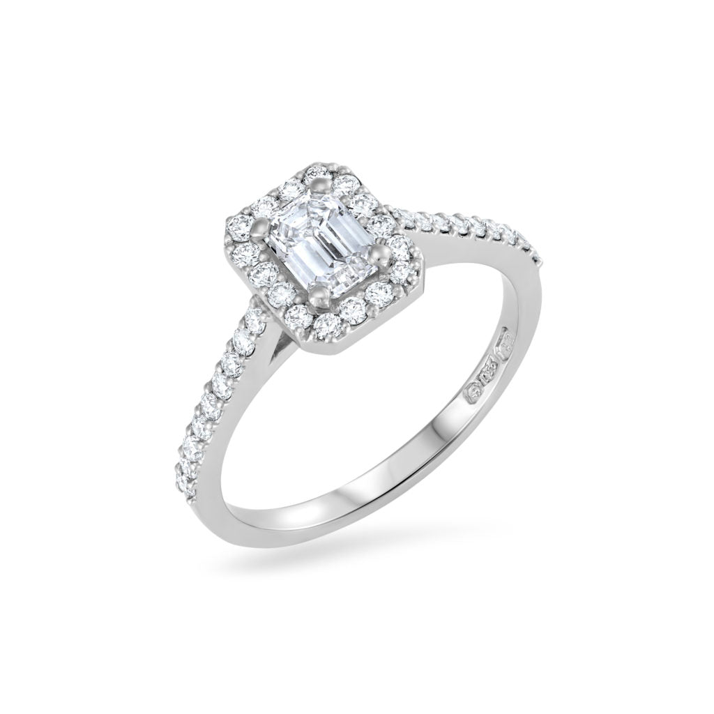 Emerald Cut Diamond Halo Engagement Ring