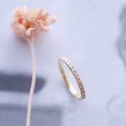 Diamond Set Micro Claw Wedding Ring in 18ct Yellow Gold