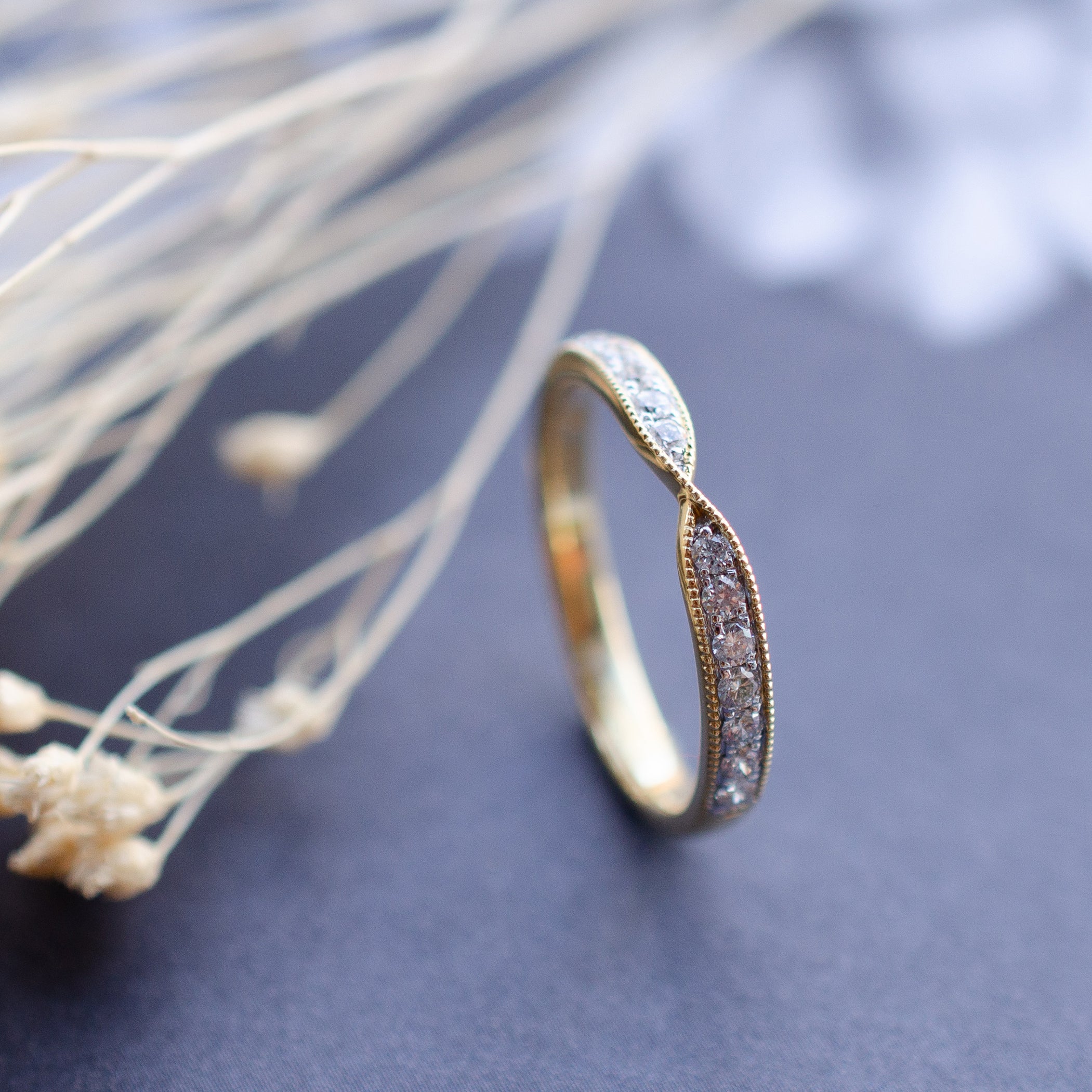 Milgrain Diamond Twist Fitted Wedding Ring