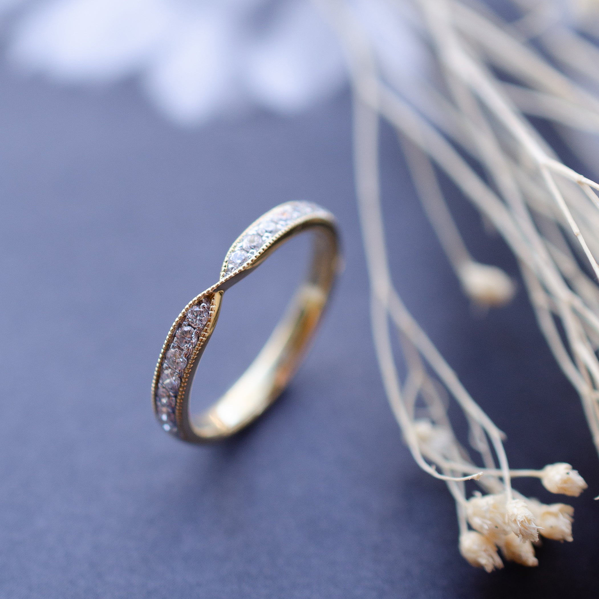 Milgrain Diamond Twist Fitted Wedding Ring