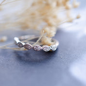 Milgrain Marquise Diamond Eternity Wedding Ring