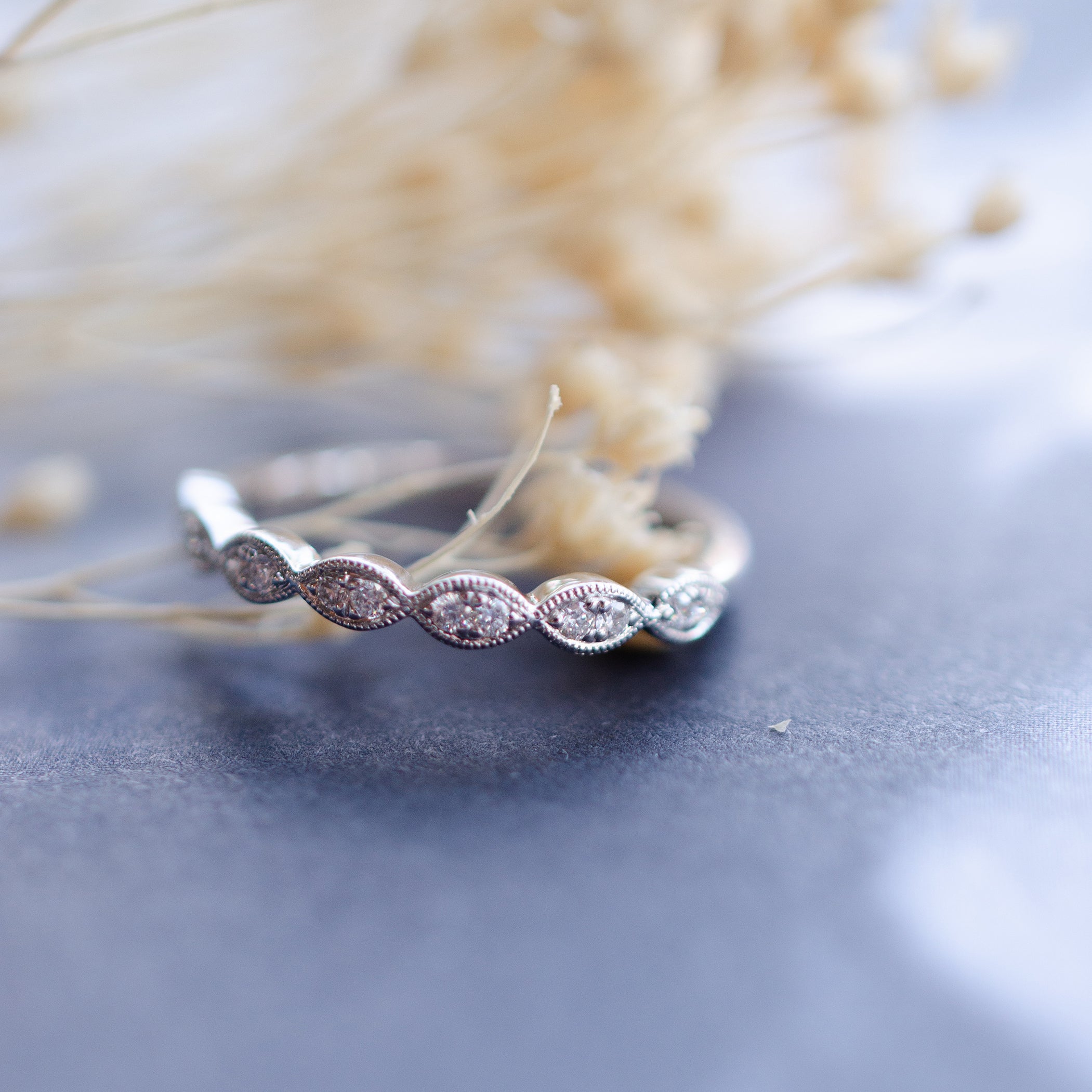 Milgrain Marquise Diamond Eternity Wedding Ring
