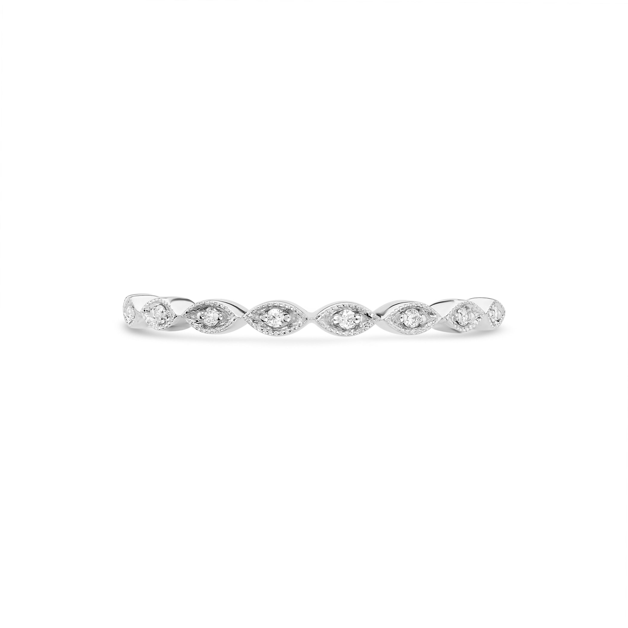 Marquise Milgrain Half Eternity Ring in 18ct White Gold
