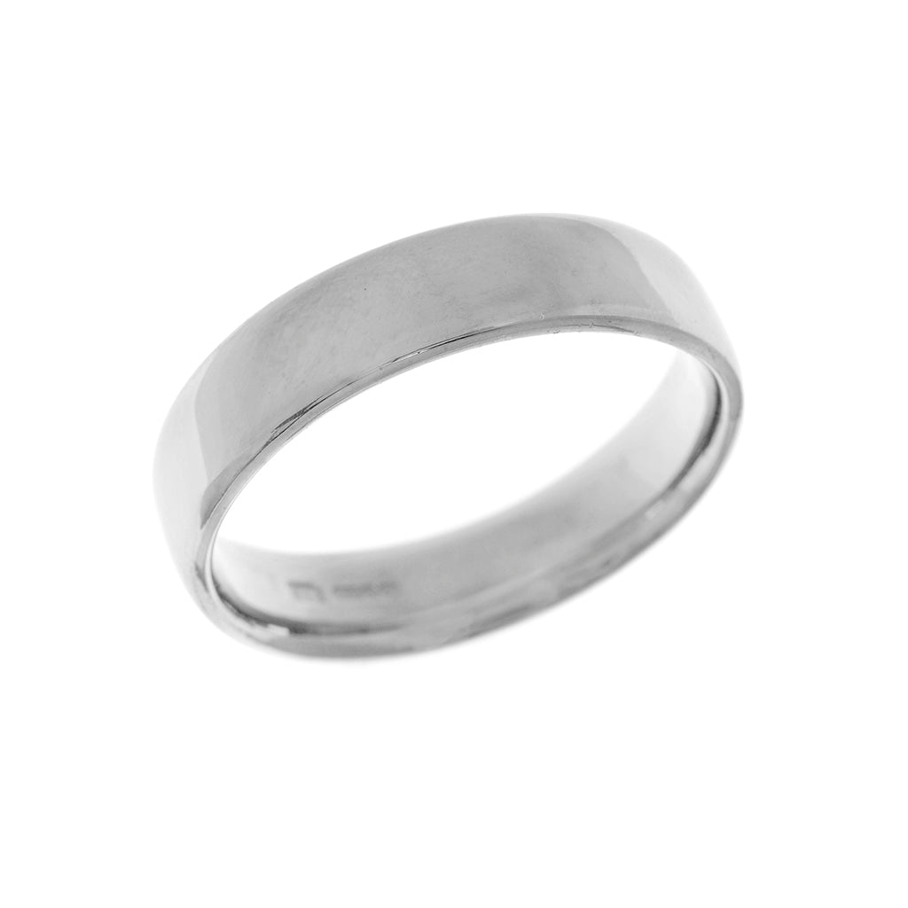 Court Shape Medium Weight Mens Wedding Ring 5mm