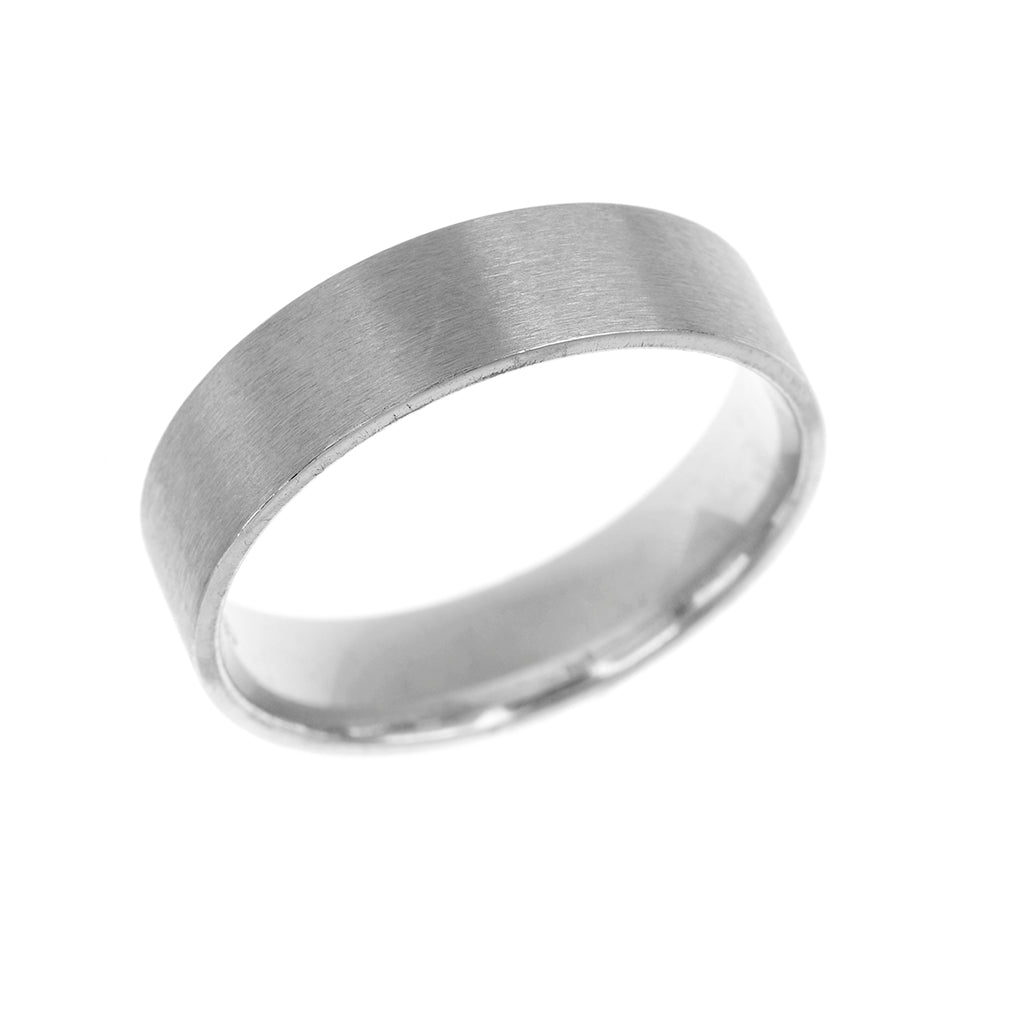 Flat Court Medium Weight Mens Wedding Ring 6mm