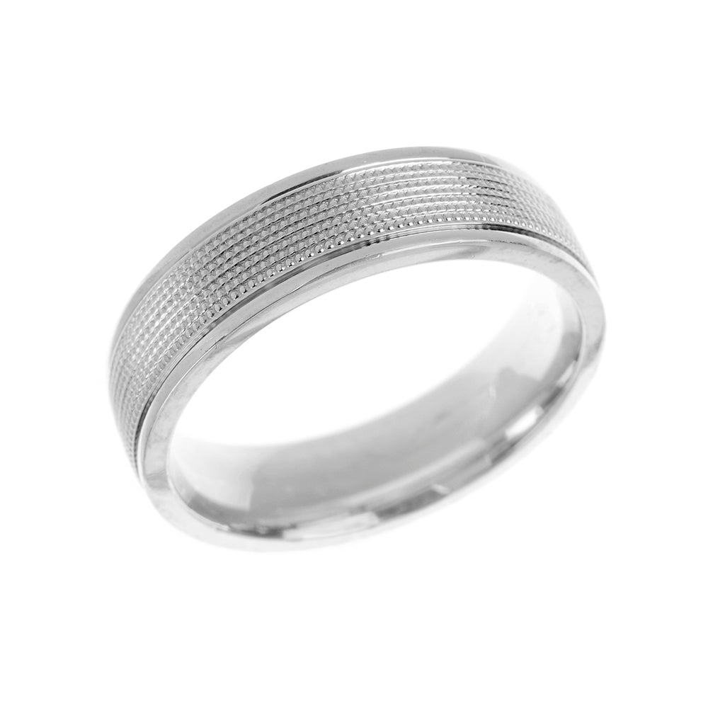 Beaded Heavy Weight Mens Wedding Ring 6mm