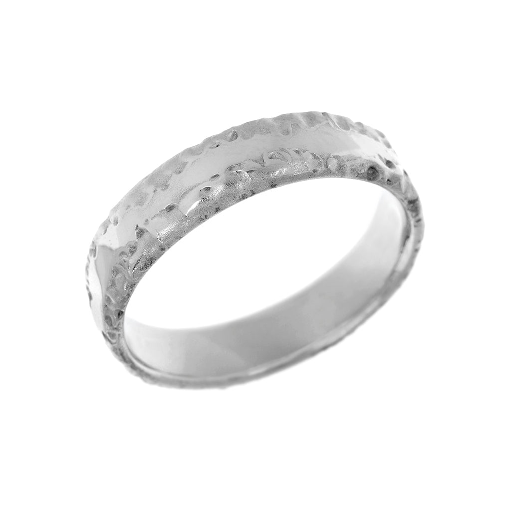 Textured Organic Mens Wedding Ring 5mm
