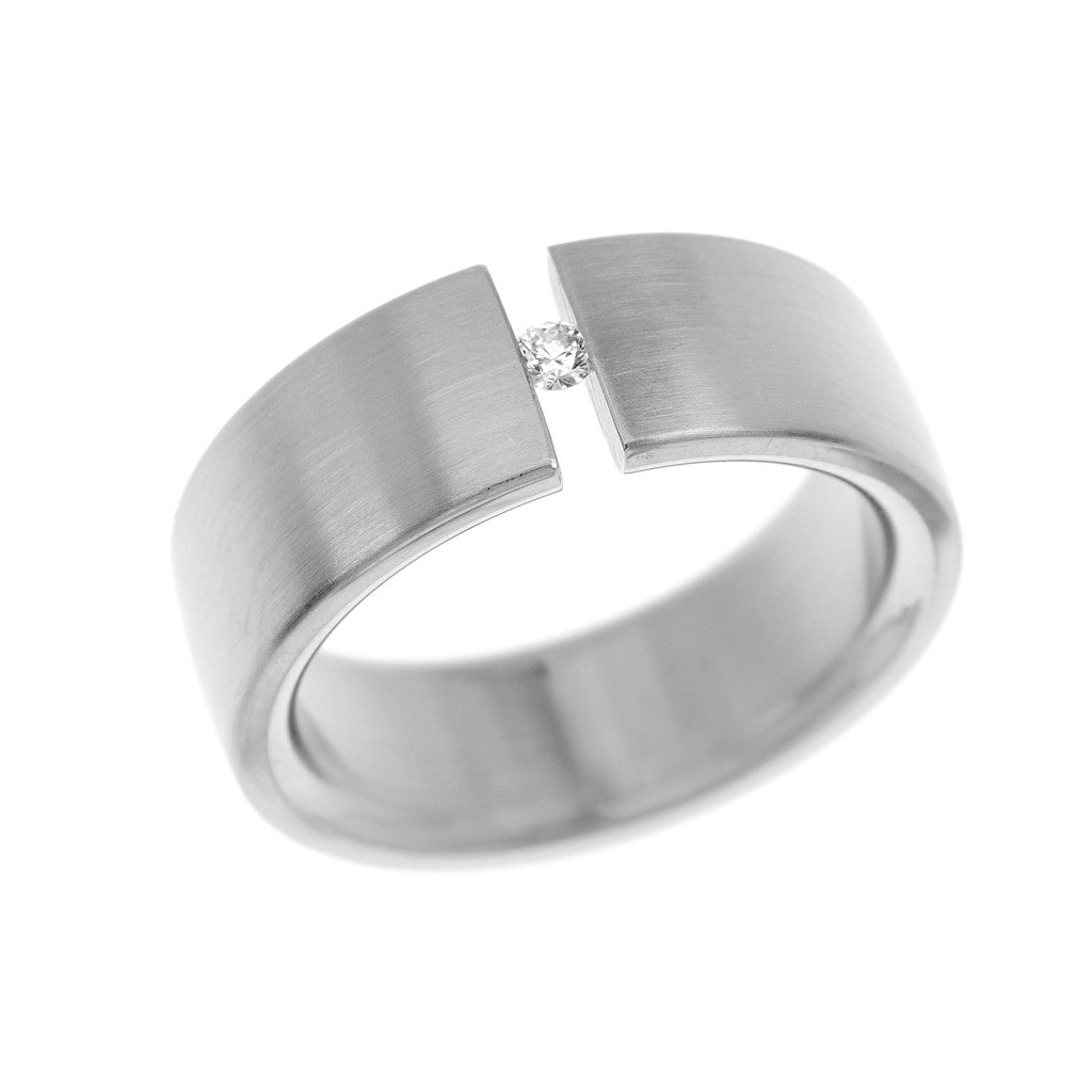 Tension Set Diamond Mens Wedding Ring 7mm