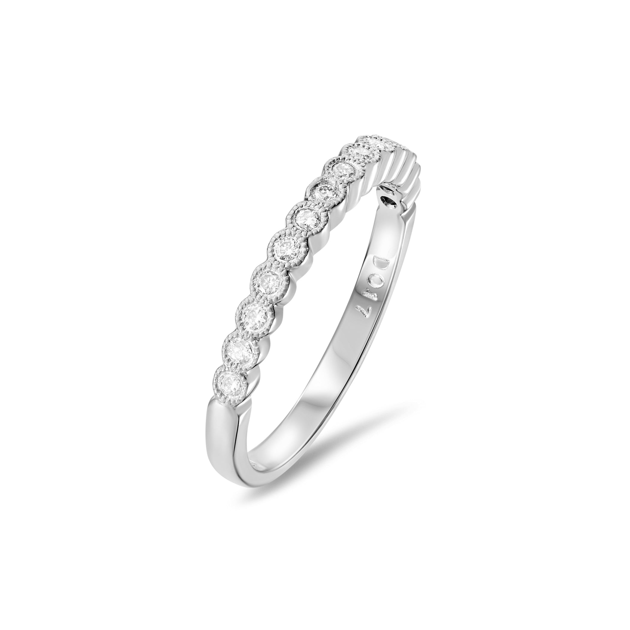 Milgrain Rub-over Set Diamond Eternity Wedding Ring