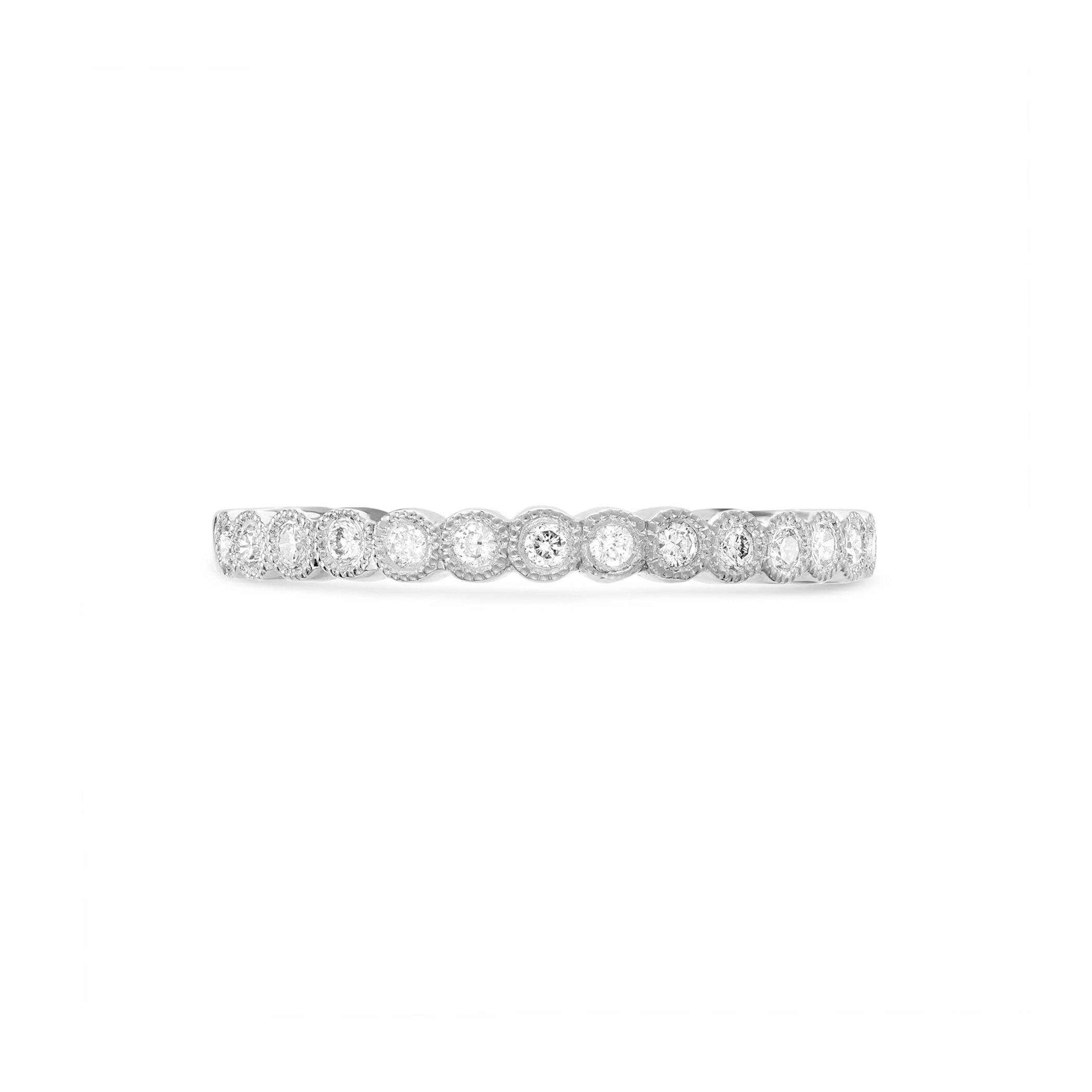 Milgrain Rub-over Set Diamond Eternity Wedding Ring
