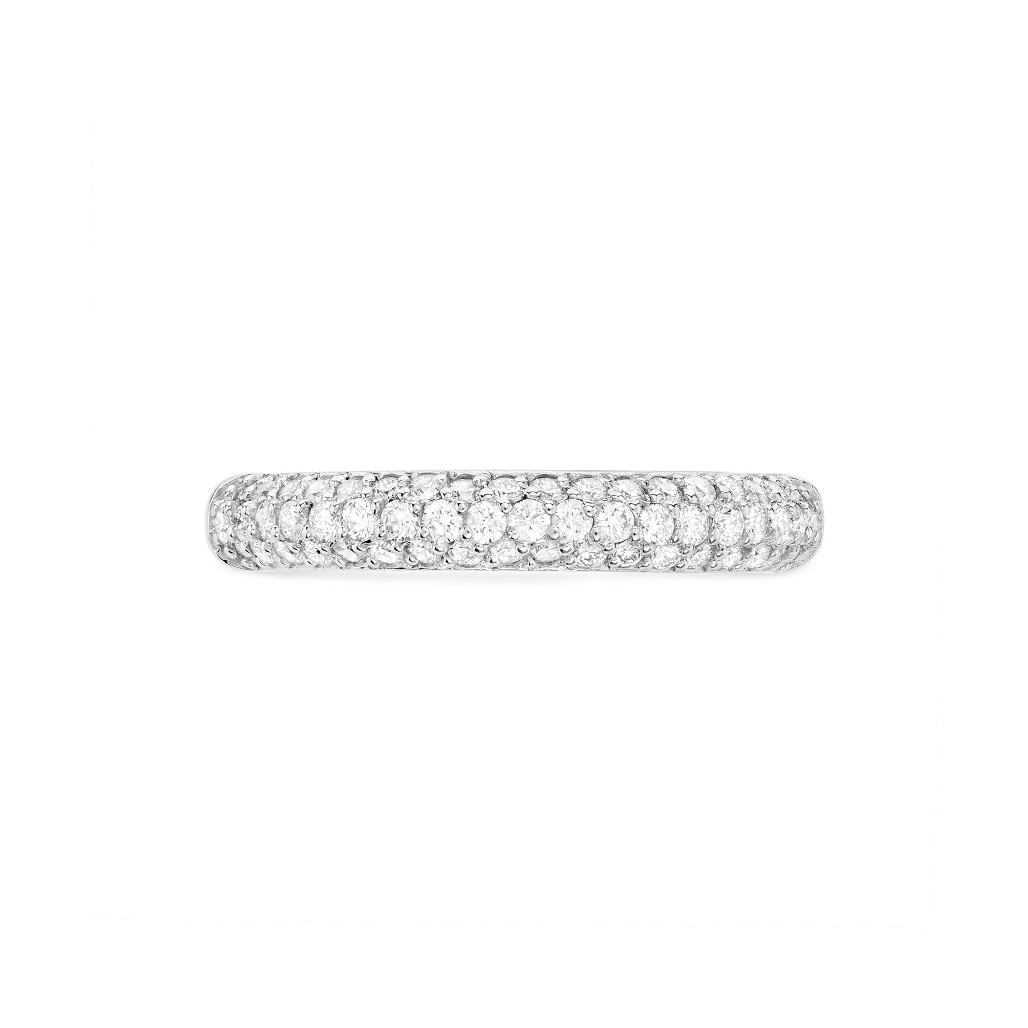 Pave Set Diamond Three Row Eternity Wedding Ring