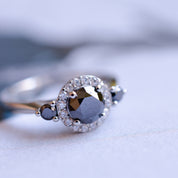Platinum Black Diamond Trilogy Engagement Ring