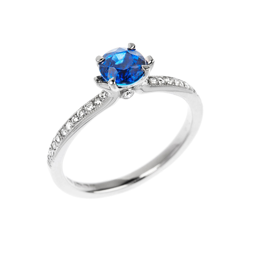 Sapphire & Diamond Solitaire Engagement Ring