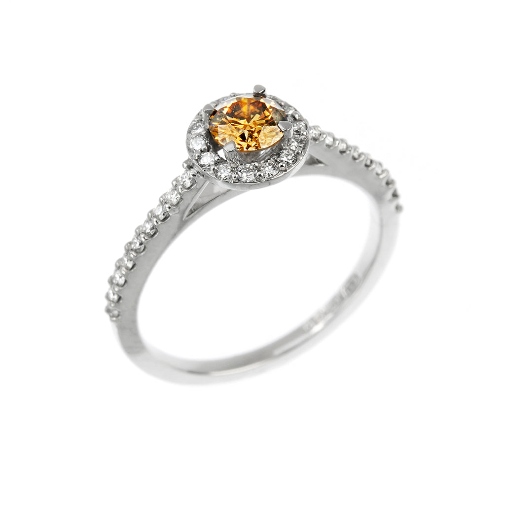 Chocolate Round Brilliant Diamond Halo Engagement Ring