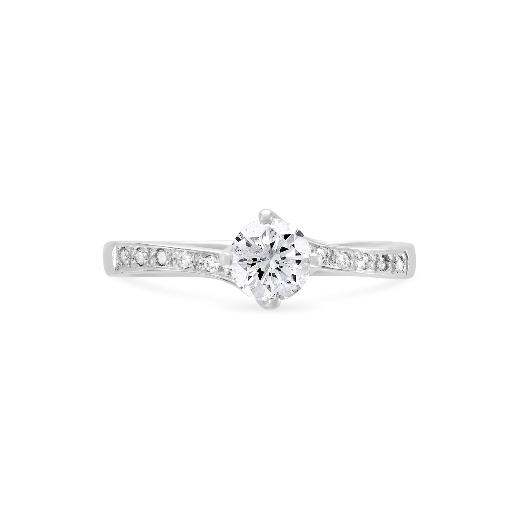 Round Brilliant Four Claw Twist Platinum Diamond Engagement Ring