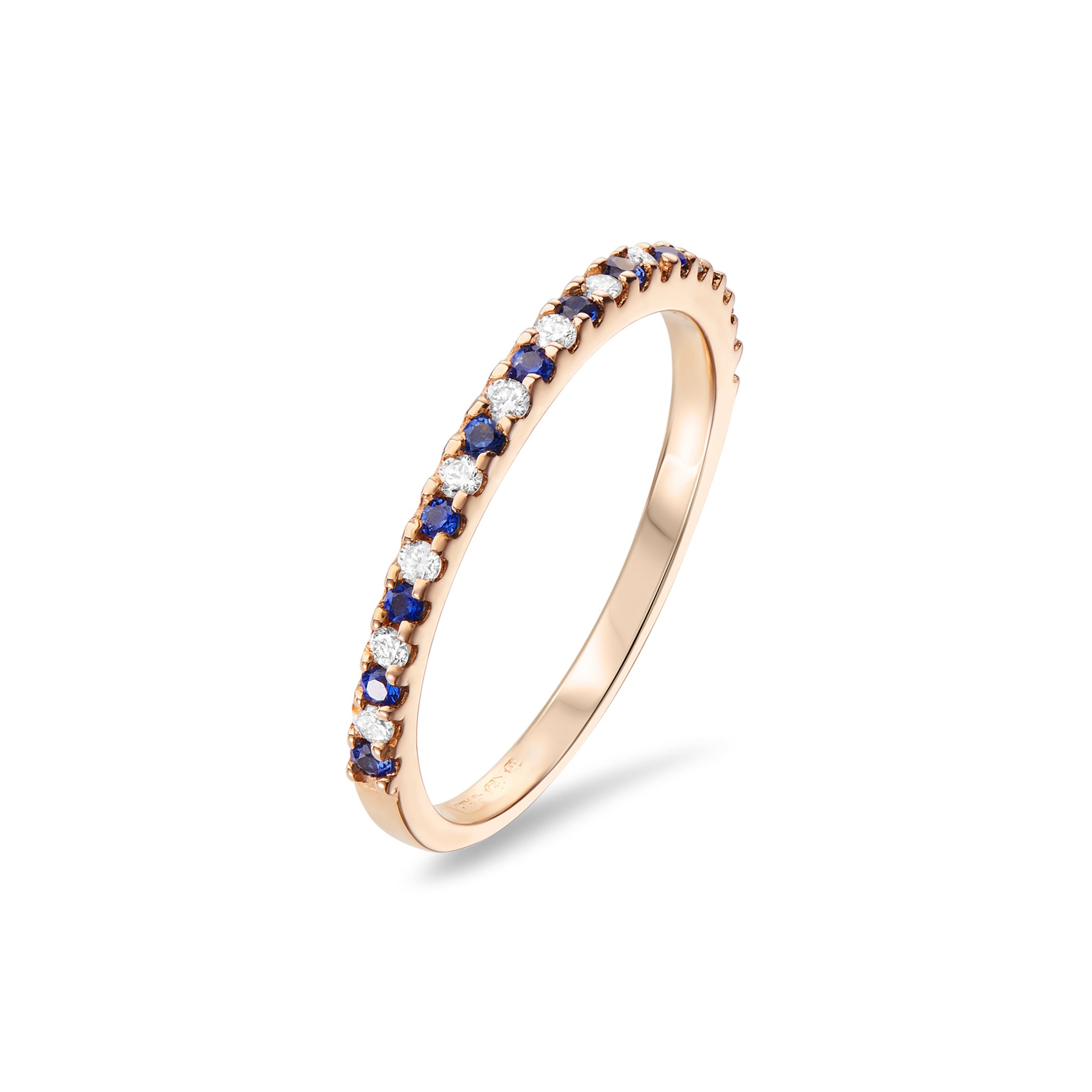 Sapphire & Diamond Eternity Wedding Ring in 18ct Rose Gold