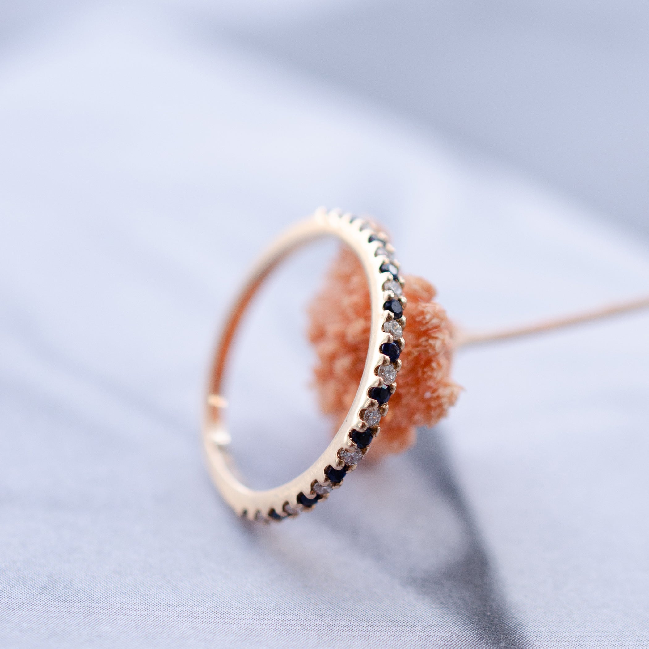 Sapphire & Diamond Eternity Wedding Ring in 18ct Rose Gold