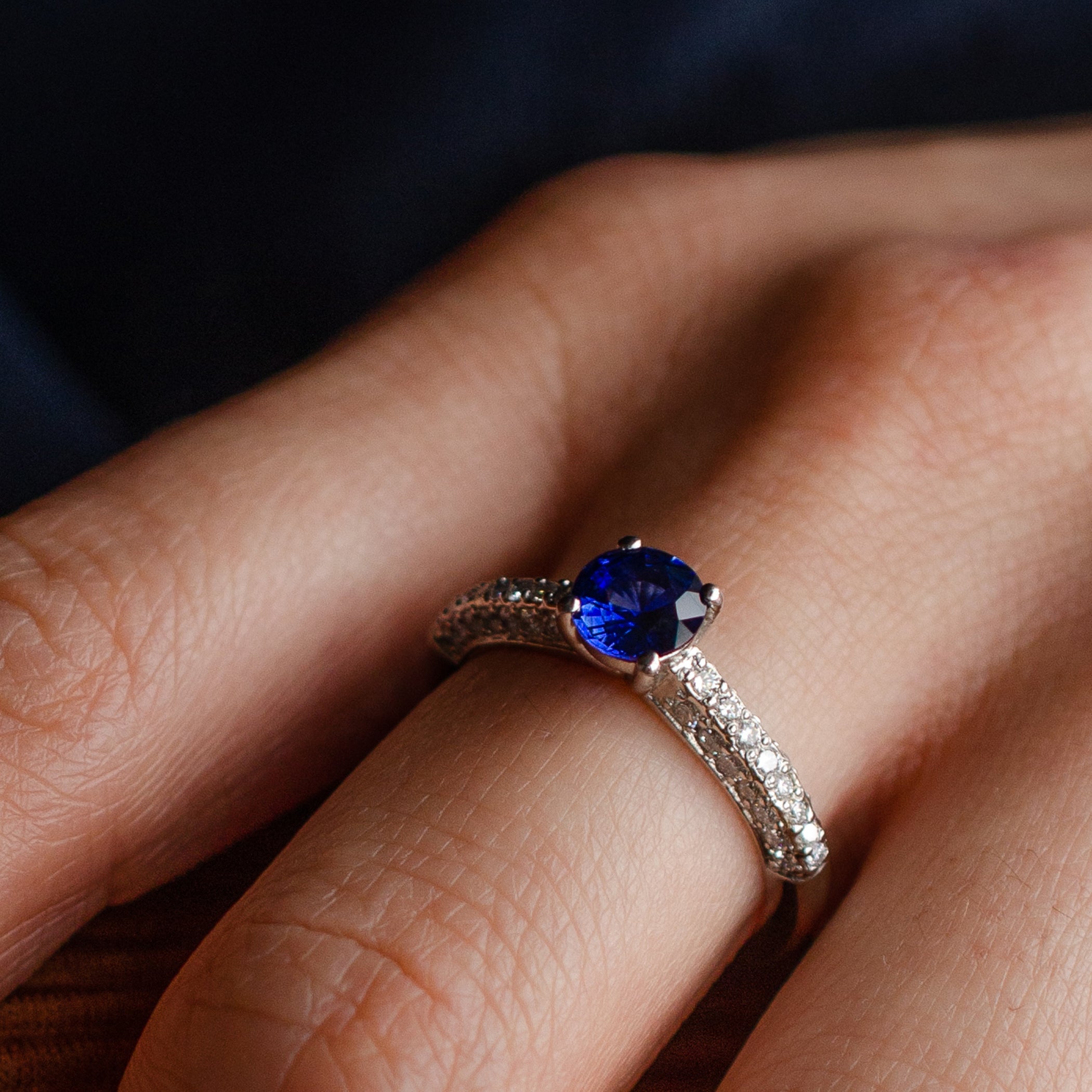 Sapphire & Diamond Solitaire Engagement Ring