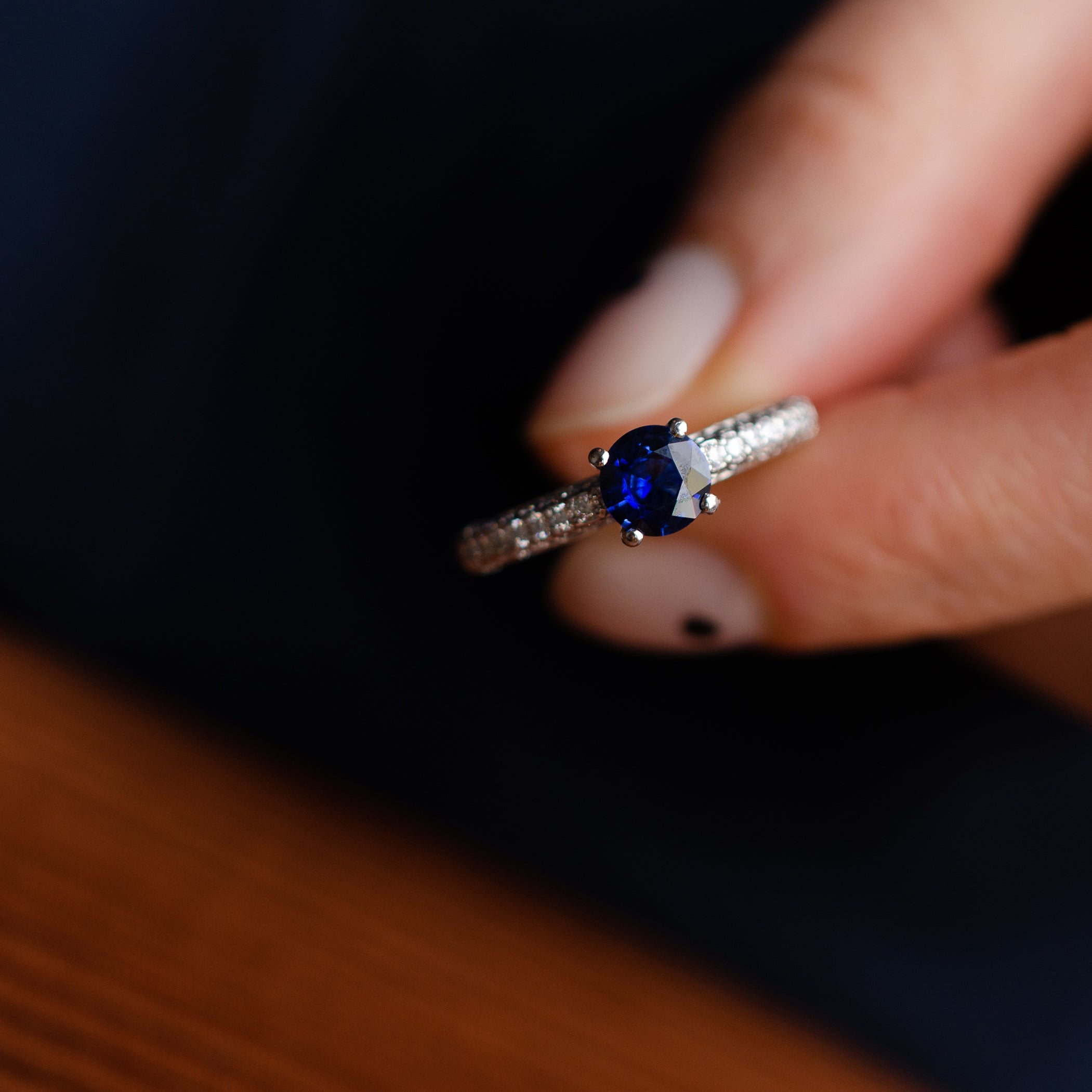 Sapphire & Diamond Solitaire Engagement Ring