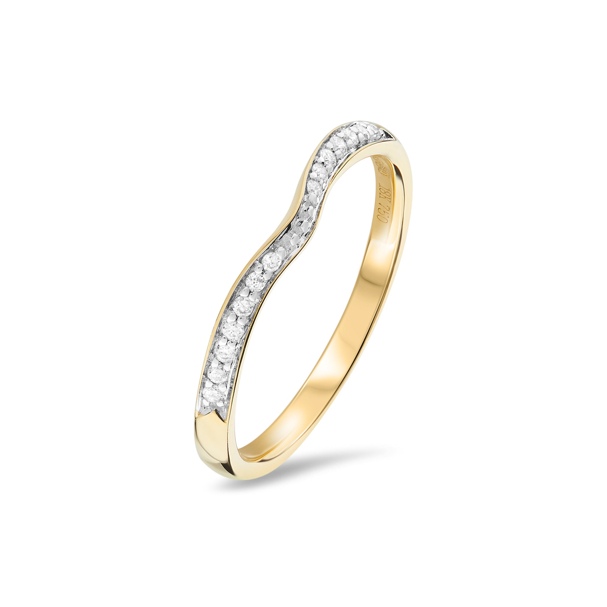 Element Bespoke Jewellery Diamond Set Shaped Wedding Ring 18ct Yellow Gold