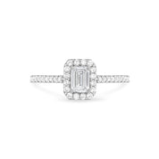 Emerald Cut Diamond Halo Engagement Ring in Platinum