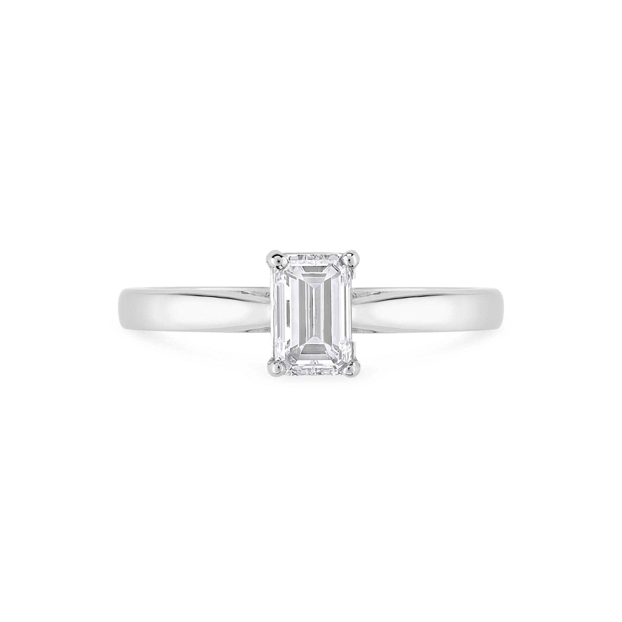 Emerald Cut Solitaire Platinum Diamond Engagement Ring