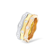 Flush Set Diamond Three Colour Eternity Stack Rings Set