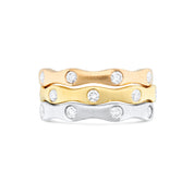 Flush Set Diamond Three Colour Eternity Stack Rings Set