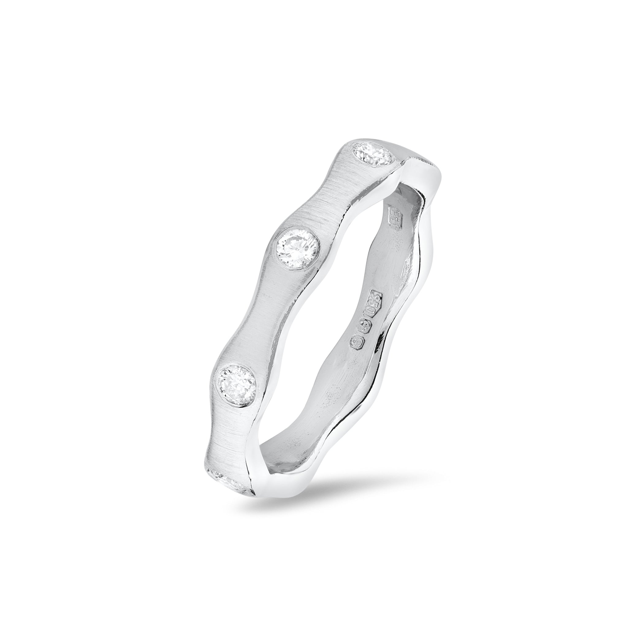 Flush Set Diamond White Gold Eternity Stack Rings Set