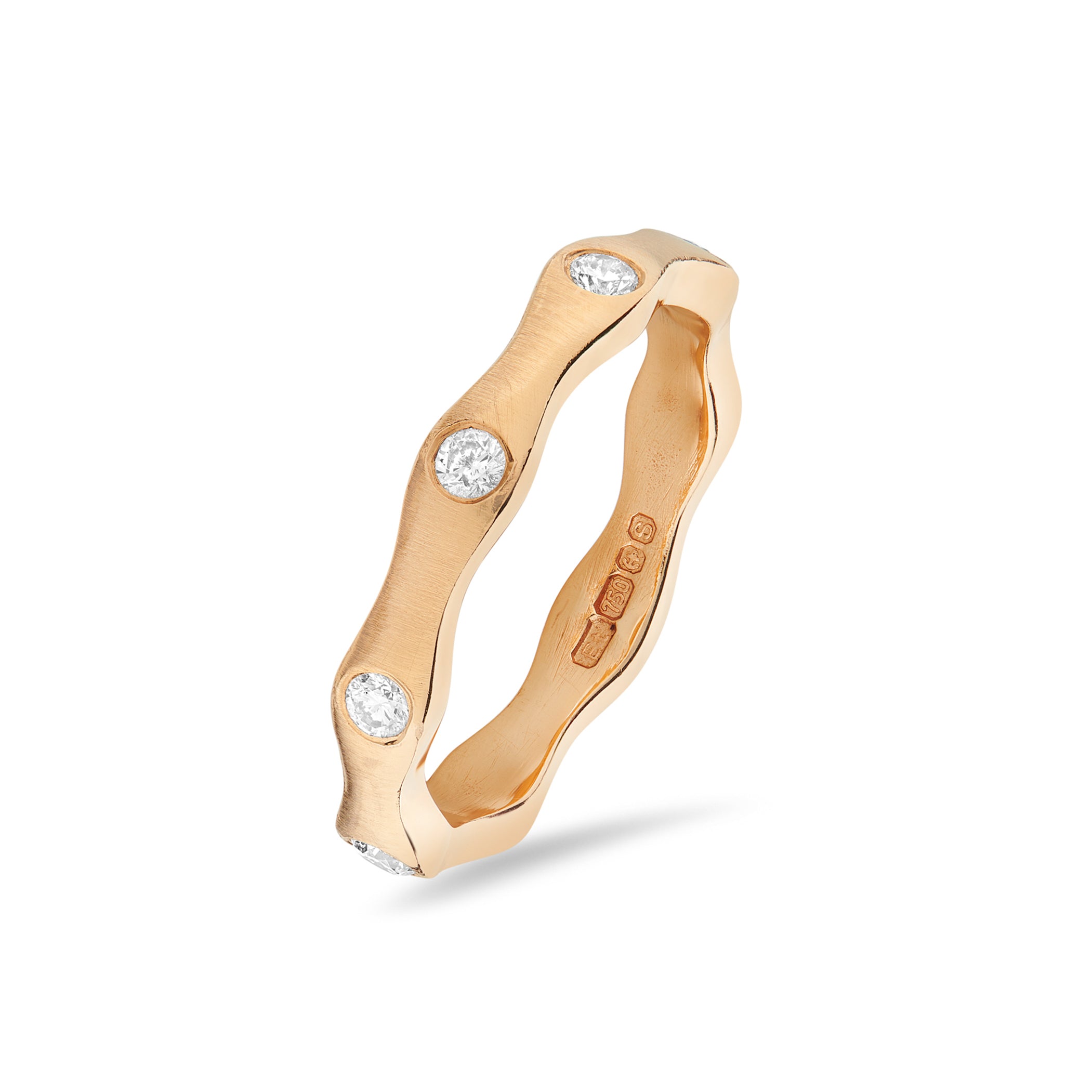 Flush Set Diamond Rose Gold Eternity Stack Rings Set