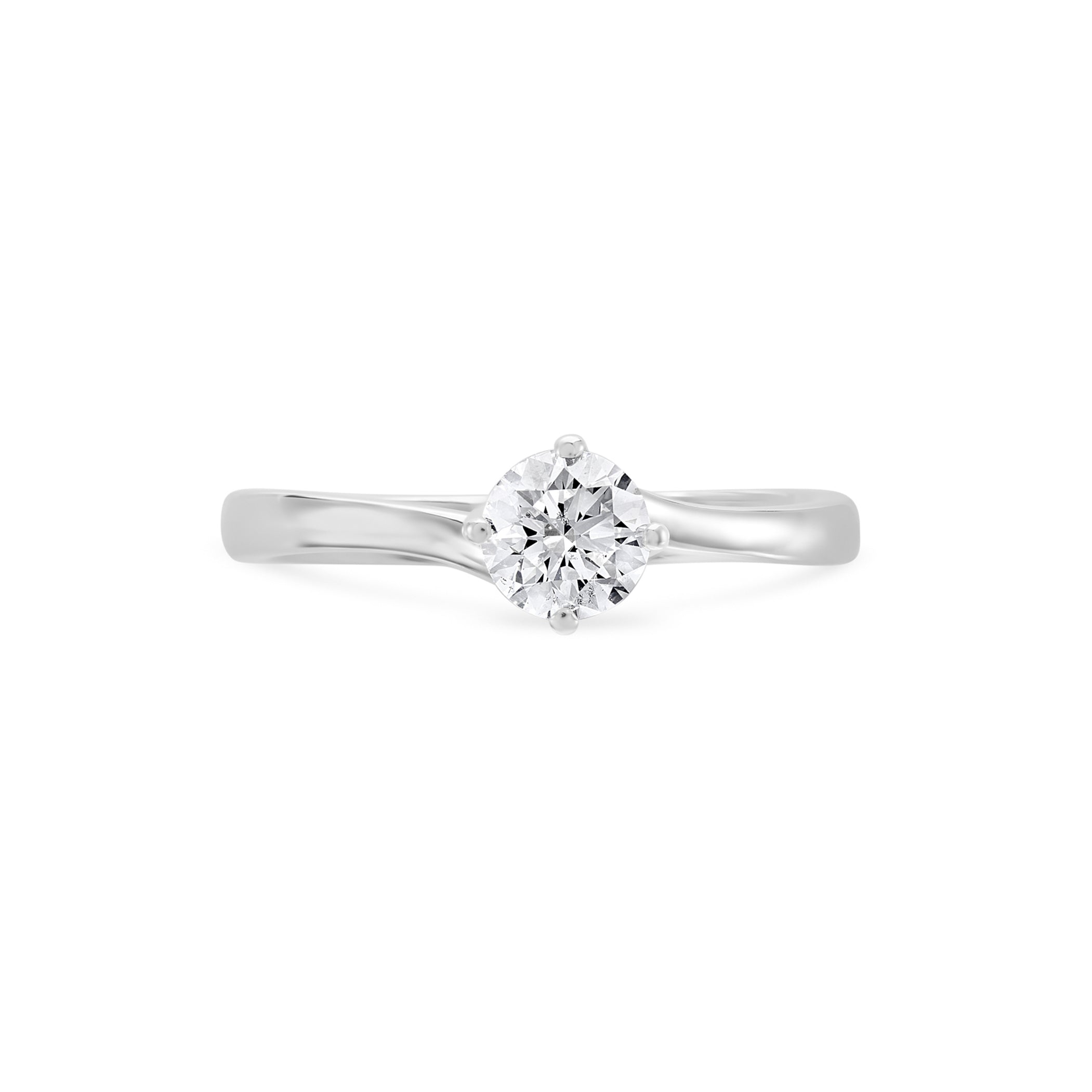 Four Claw Twist Round Brilliant Cut Diamond Engagement Ring