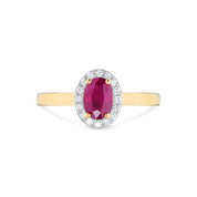 Oval Ruby & Diamond Halo Engagement Ring