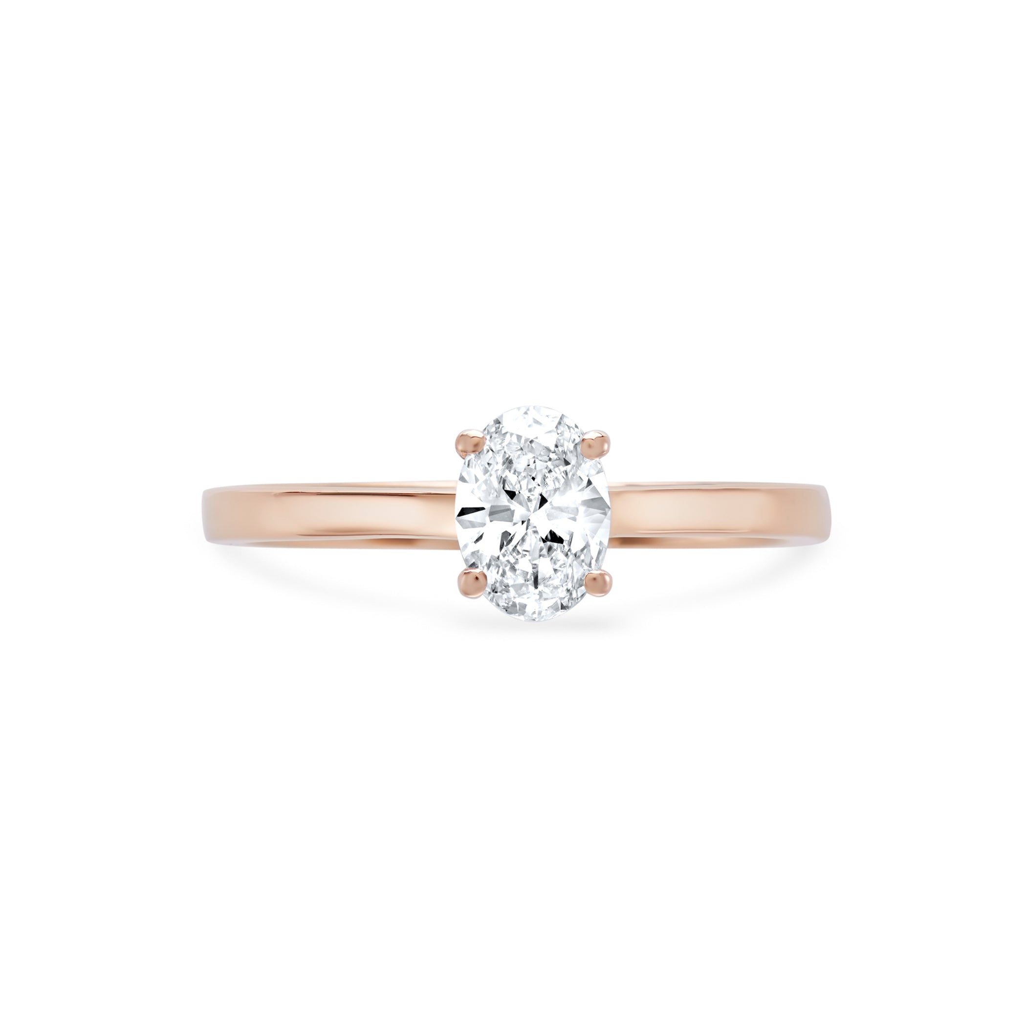 Oval Solitaire Diamond Engagement Ring in 18ct Rose Gold