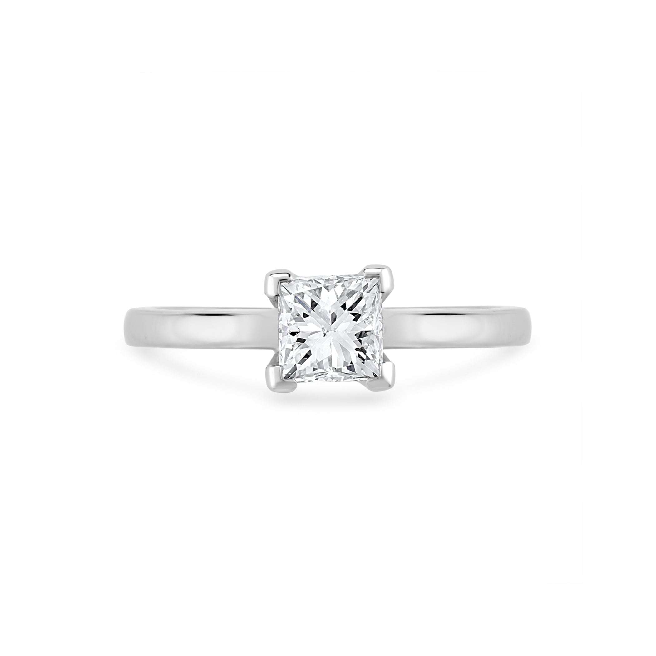 Princess Cut Platinum Solitaire Diamond Engagement Ring