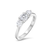 Round Brilliant Cut Diamond Trilogy Ring in Platinum