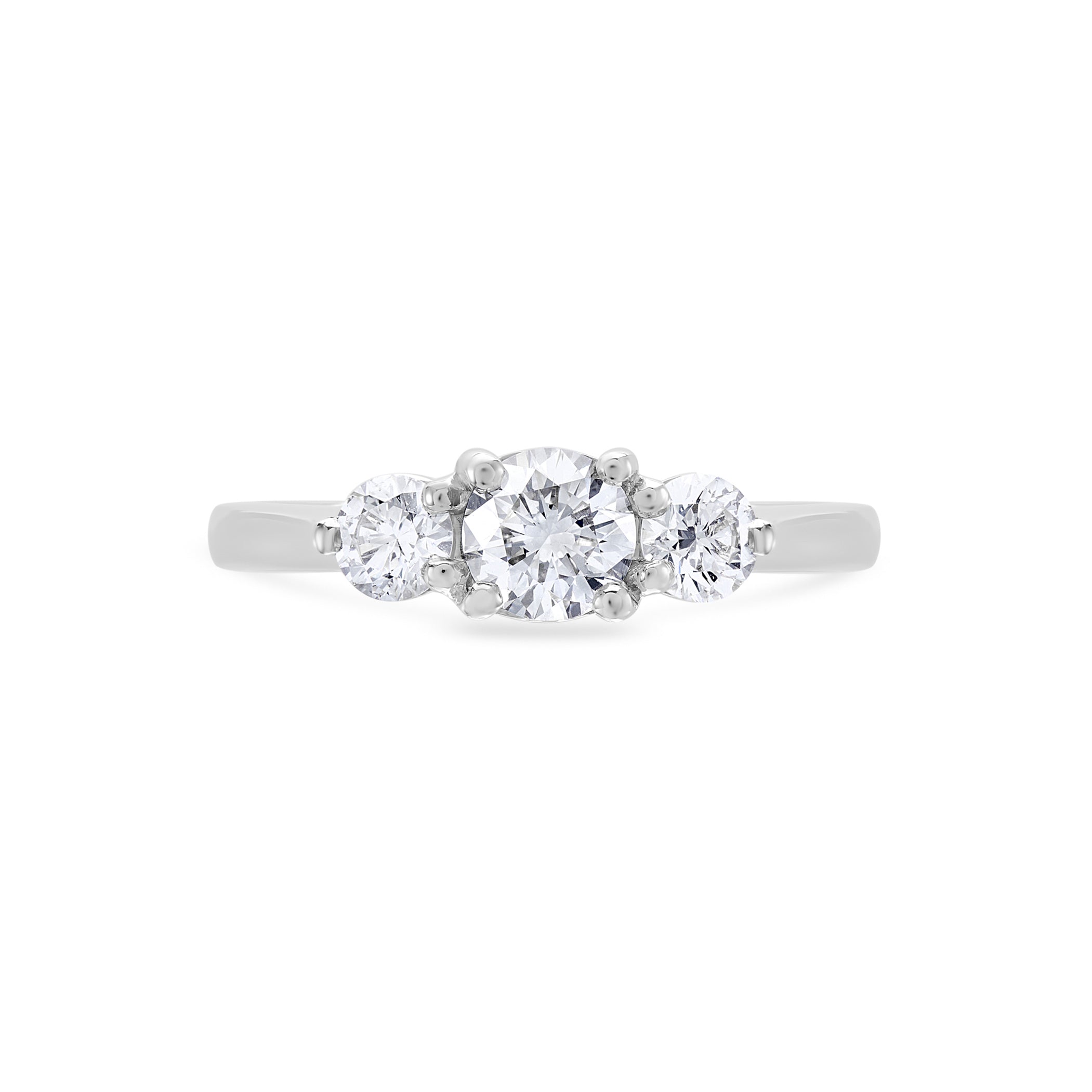 Round Brilliant Cut Diamond Trilogy Ring in Platinum