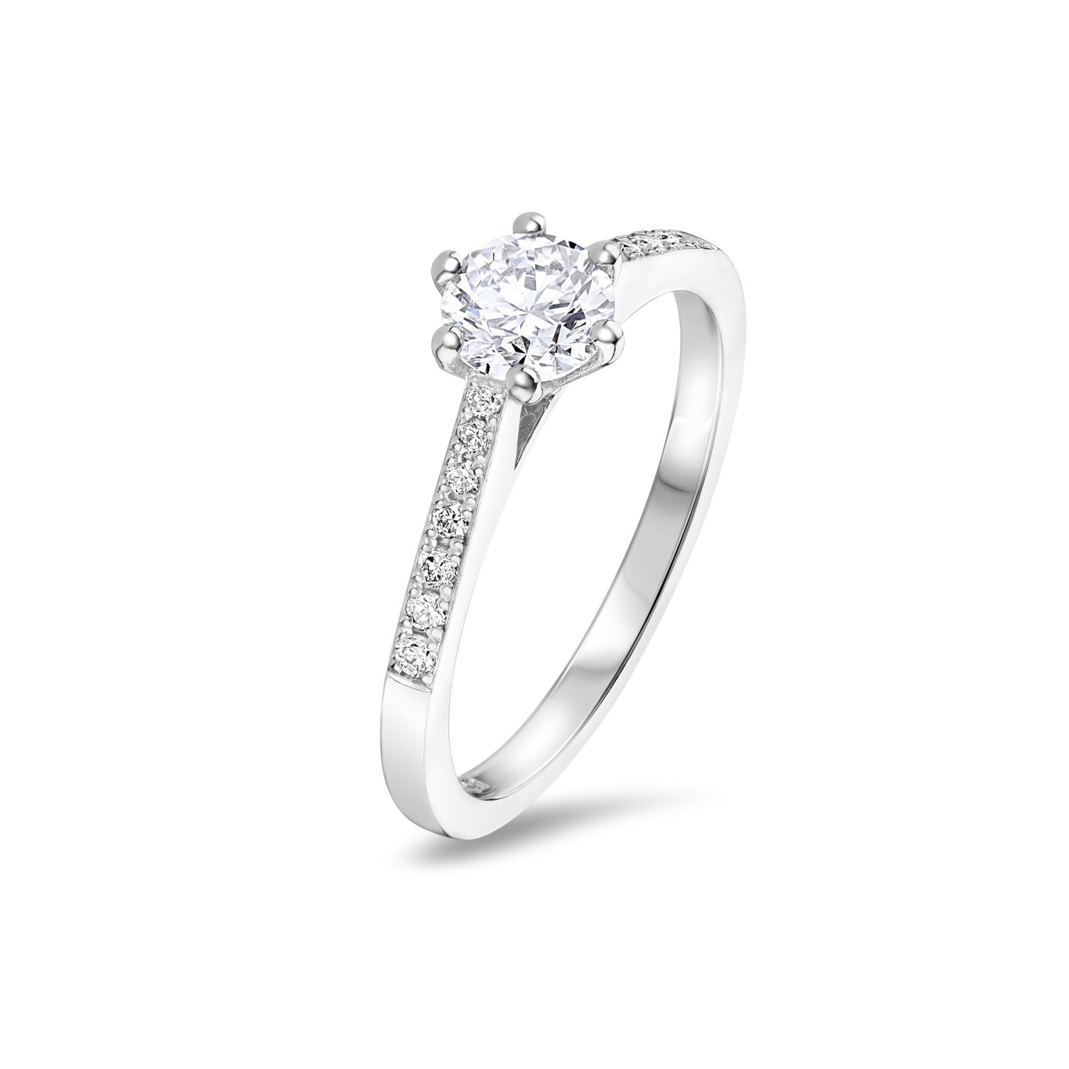 Six Claw Round Brilliant Cut Diamond Engagement Ring