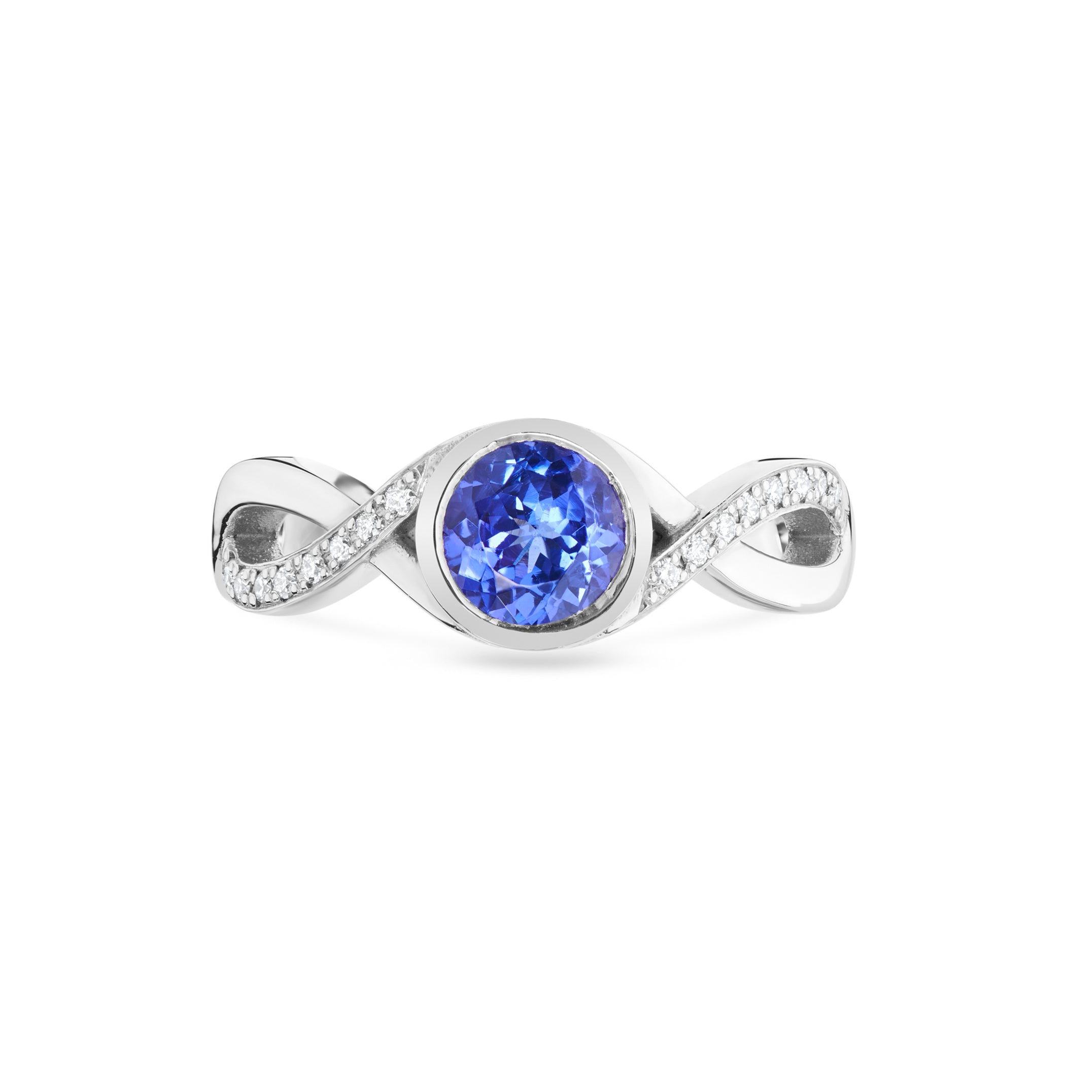 Tanzanite & Diamond Crossover Twist Ring in Platinum