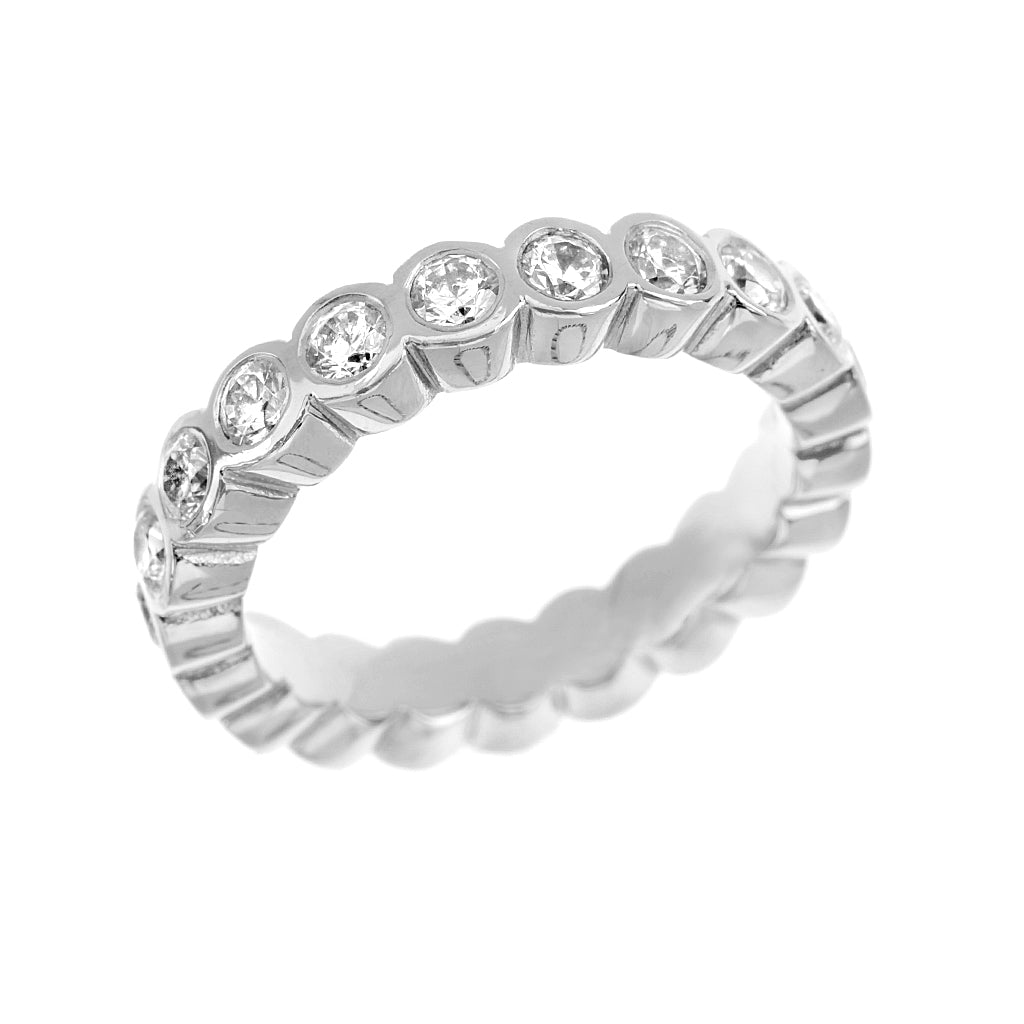 Full Set Round Brilliant Diamond Eternity Wedding Ring