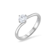 Four Claw Twist Round Brilliant Cut Diamond Engagement Ring