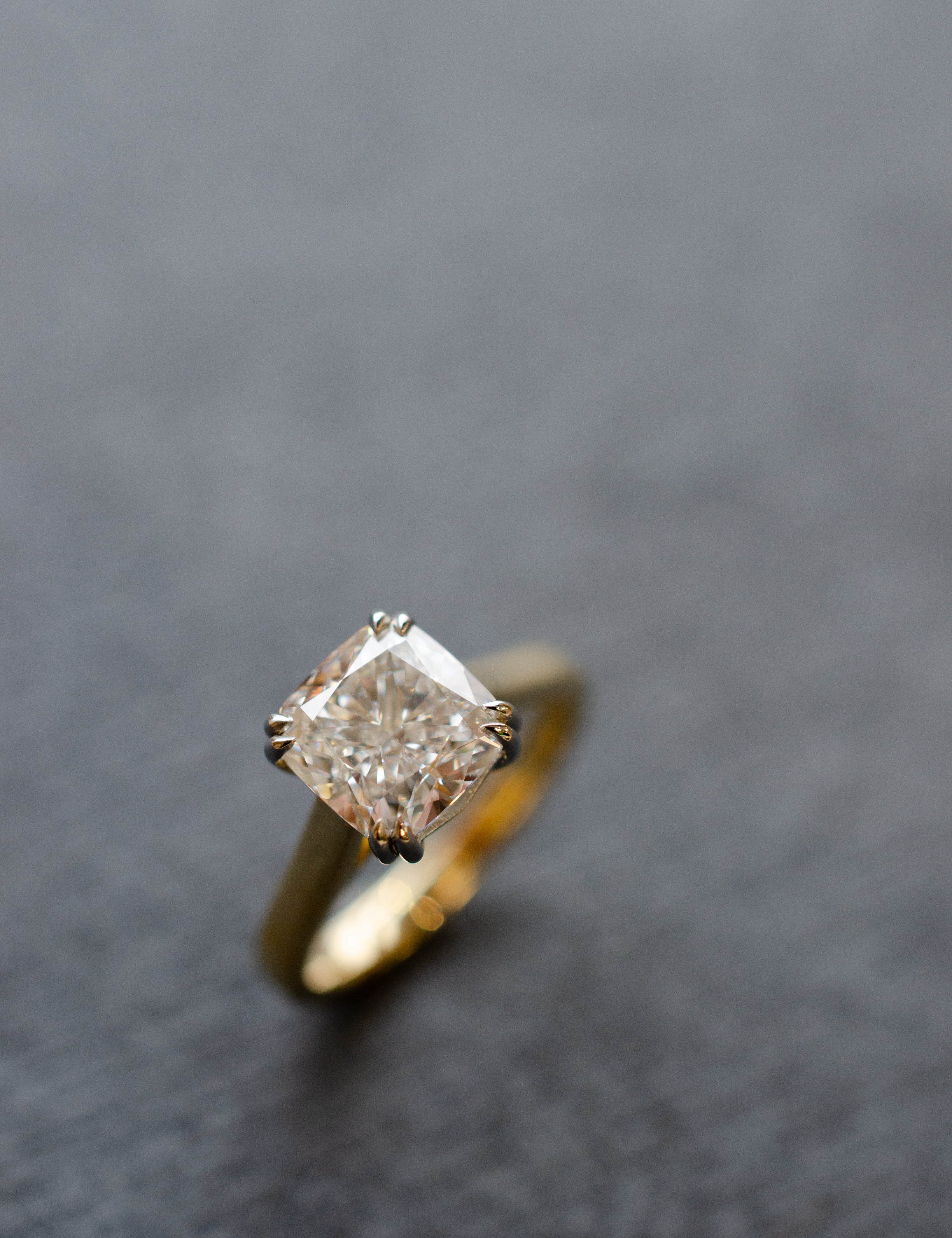 Cushion Cut Diamond Double Talon Claw Engagement Ring